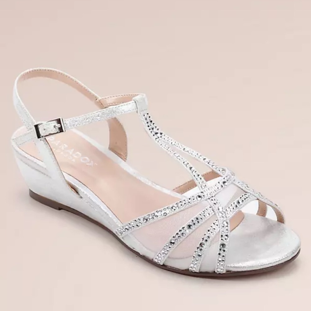 Paradox London Pink Silver Strappy Wedge Sandals